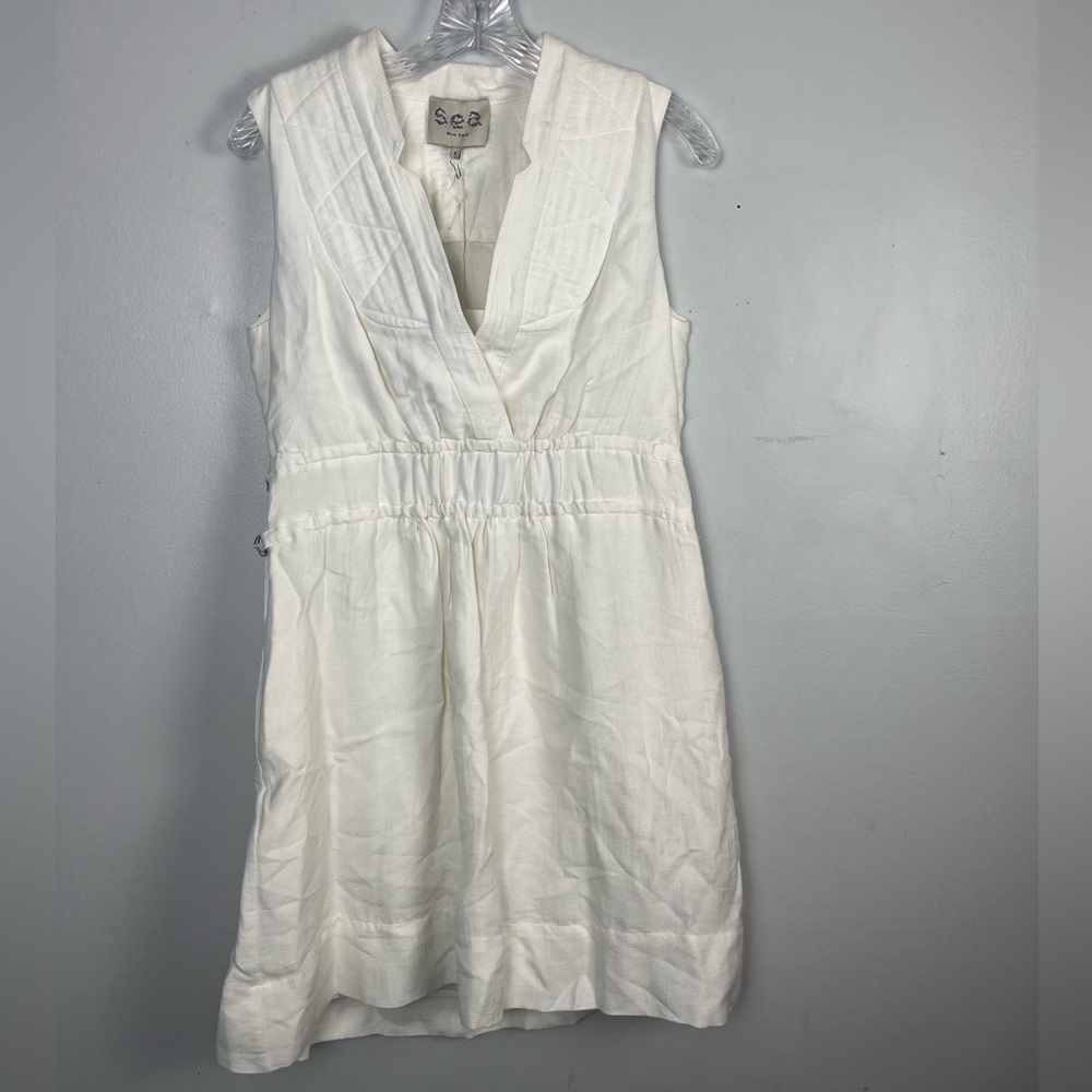 NWT Sea New York Women's Sleeveless V Neck Mini Dress White Size 4 Designer